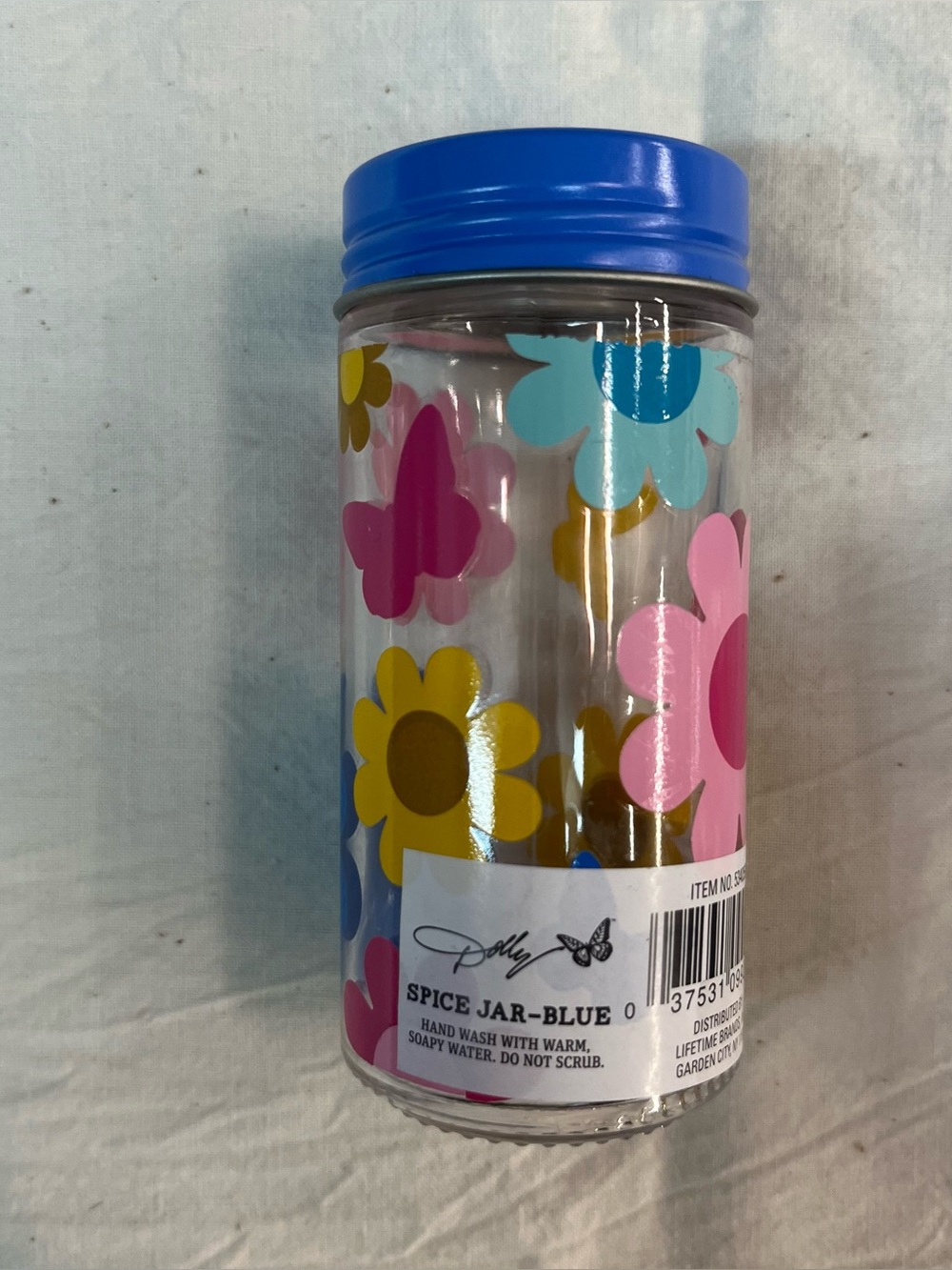 Dolly Parton Dollar General Summer Floral Daisy Spice Jar DG Blue & Pink New